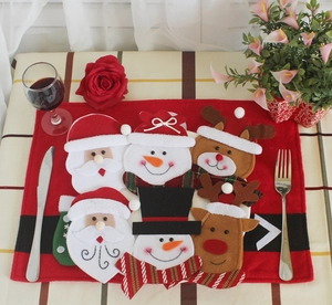 Detailed Christmas cutlery holders with Santa, snowman and reindeer felt designs