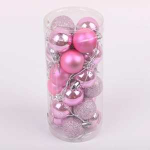 Pink Christmas ball set in 4, 6, 8cm sizes with glossy, matte and glitter finishes