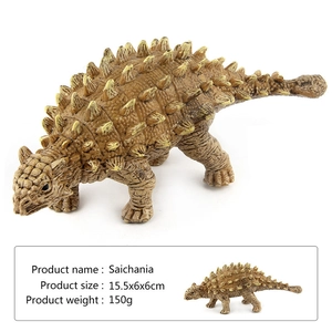 Detailed Saichania dinosaur toy model with realistic brown texture and yellow spikes