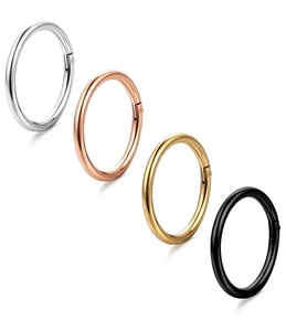 Polished 316 stainless steel cartilage rings in silver, rose gold, gold and black colors