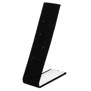 L-shaped black velvet earring display stand with 24 holes for jewelry organization