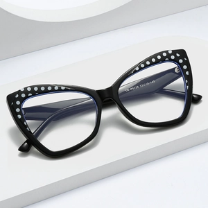 Katzenaugen Brille Gegen Blaulicht TR90 Mode Retro Gepunktet Klare Gläser Brillenfassung Für Damen