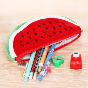 Niedliche Wassermelone Plüsch Federmappe mit Reißverschluss für Schreibwaren Aufbewahrung