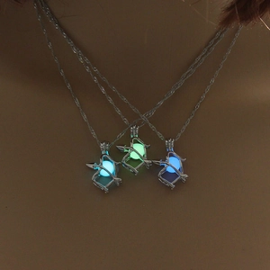 Luminous Bow And Arrow Pendant Necklace Alloy Hollow Glow In The Dark Sagittarius Sign Fashion Jewelry For Women