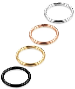 Polished 316 stainless steel cartilage hoops in silver, rose gold, gold and black
