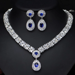 Luxurious Copper Zirconia Wedding Jewelry For Women Waterdrop Pendant Necklace And Earrings Elegant Banquet Party Accessories
