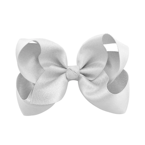 Elegant large white satin bow hair clip for girls, minimalist boutique hair accessory