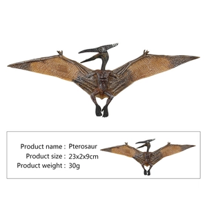 Realistic brown Pterosaur dinosaur model toy with fine skin texture, 23cm wingspan