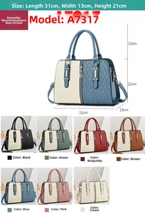 Detailed size specifications of the patchwork quilted PU leather tote bag in 31x13x21 cm
