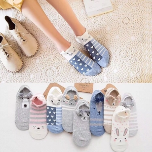Cute Japanese style 3D cartoon cotton ankle socks for women in various animal patterns