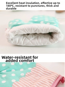 Detail of thickened oven mitt showing heat-resistant inner lining and waterproof fabric