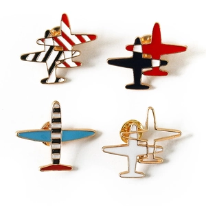 Broche Avion en Alliage Émaillé Rayé Géométrique Insigne de Revers pour Décoration de Vêtements Accessoire Unisexe Bijoux Cadeau