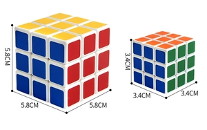 Size comparison between 5.8cm and 3.4cm versions of the 3x3 educational magic cube