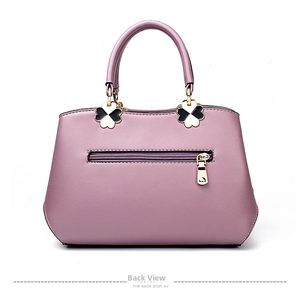 Back view of the light purple PU leather tote bag with functional gold zipper pocket