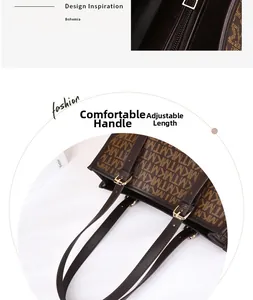 Détail d'un sac cabas marron à monogramme avec poignée réglable et boucle en métal