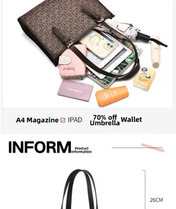 Grand sac cabas monogramme marron montrant sa capacité pour magazines A4 et tablettes