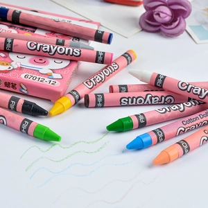Detail of colorful washable twistable crayons showing smooth drawing strokes on paper