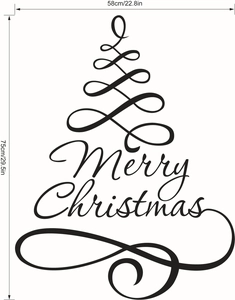 Christmas tree wall sticker with Merry Christmas text, size 58x75cm for home decor