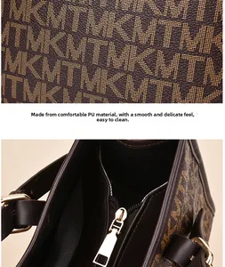 Détail de la texture en cuir PU et fermeture éclair en métal doré sur le sac marron