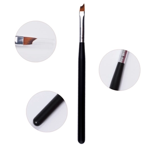 Precision slanted nail art brush with black handle and silver ferrule for French manicures
