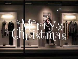 Stickers muraux festifs Merry Christmas sur vitrine pour décoration de Noël intérieure