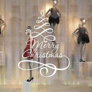 Festive Merry Christmas wall stickers for living room windows in various colors