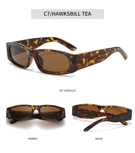 Retro rectangle leopard print sunglasses with thick tortoiseshell frame and tea lenses