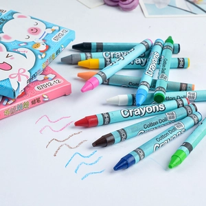 Washable twistable crayons for kids showing smooth colorful wave lines on white paper