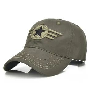 Military Style Baseball Cap Cotton Canvas Camouflage Star Embroidery Adjustable Outdoor Sun Hat Breathable For Men Women