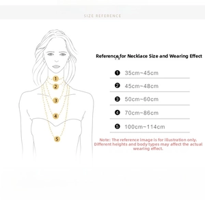 Size chart showing length reference for titanium steel necklaces on male model silhouette