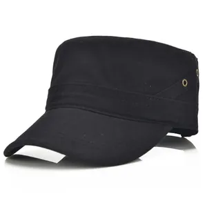 Unisex Cotton Cadet Cap Military Hat Flat Top Outdoor Sunshade Adjustable Leisure Sports Breathable Solid Camouflage
