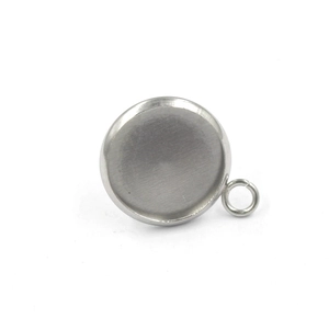 Polished stainless steel earring bezel base with loop for DIY jewelry making