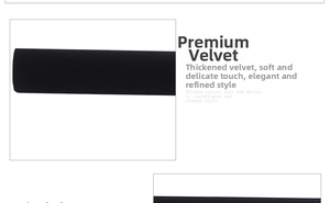 Close-up of premium black velvet material on a cylindrical headband display stand