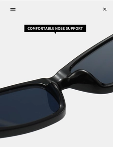 Close-up of integrated comfortable nose support on black square frame sunglasses