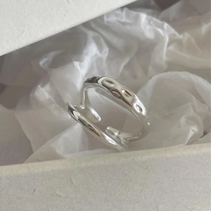 Minimalist S925 sterling silver irregular double-layer ring with textured finish