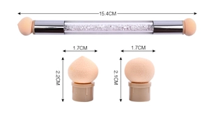Pinceau éponge nail art à double embout avec manche en strass et détail de 15,4 cm