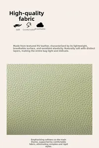 Détail du cuir PU vert clair à texture litchi, matière souple et respirante