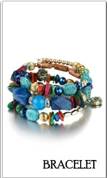 Bohemian multi-layer beaded bracelet with turquoise stones and gold floral charm