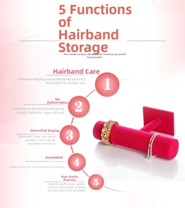 Detail of detachable rose red velvet T-bar stand with PVC core for bracelet display