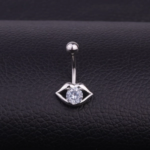 Belly Piercing Ring Stainless Steel Lip Shape Inlaid Zircon Body Jewelry Sexy For Women