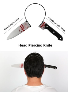 Halloween knife headband detail with blood splatter effect and 15cm blade dimensions