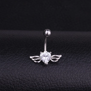 Heart Zirconia Angel Wings Belly Piercing Ring Stainless Steel Copper Navel Body Jewelry For Women Fashion Sexy Ornament