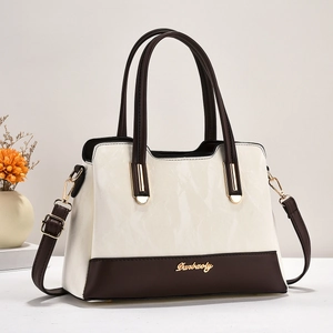Dames Handtas Contrastkleur PU Leer Schoudertas Crossbody Tas Marmer Textuur Grote Capaciteit Modieuze Tas Met Handvat