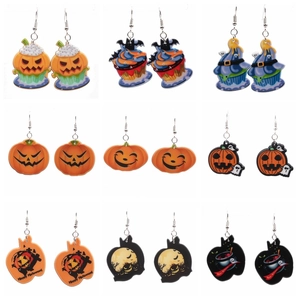 Multiples styles de boucles d'oreilles Halloween avec citrouilles et fantômes en acrylique