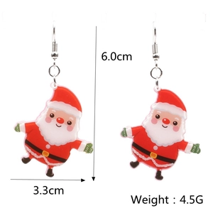 Detailed view showing dimensions 6.0cm by 3.3cm of cool Santa Claus acrylic earrings