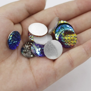 16mm round colorful resin mermaid fish scale flatback cabochons for DIY jewelry making