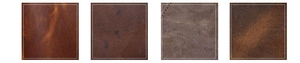 Macro detail of waxed canvas and premium leather texture swatches in four vintage colors