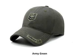 Vue détaillée de la casquette camouflage vert armée avec broderie US ARMY et écusson bouclier