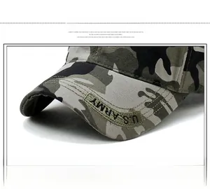 Broderie détaillée du texte U.S. ARMY sur le bord de la casquette de baseball camouflage