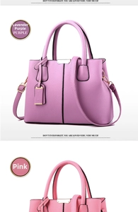 Detail of lychee pattern leather handbags in taro purple and rubber pink colors